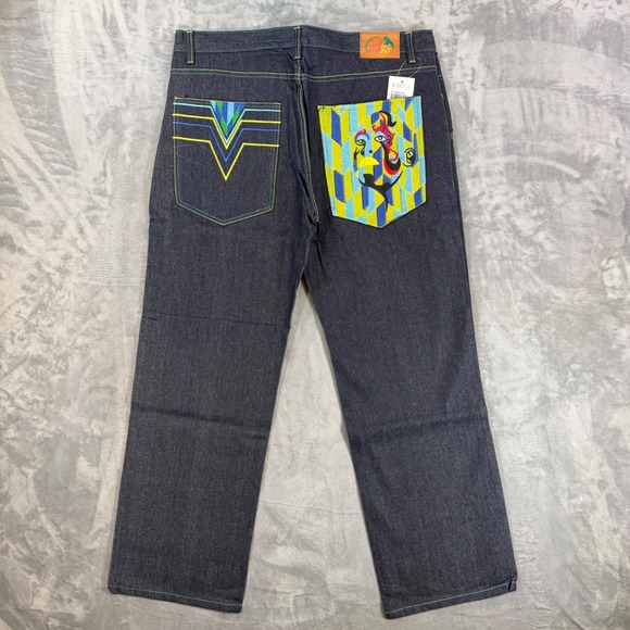 COOGI Other - Vintage COOGI Embroidered Straight Jeans Men's 40x34 Dark Blue Denim Pants NEW